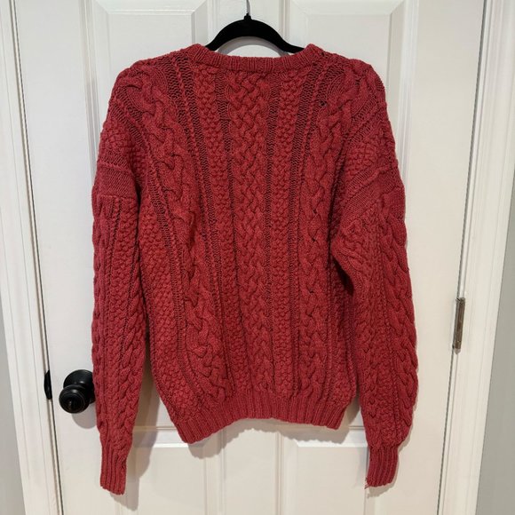 Vintage Structure Mauve Cable Knit Crew Neck‎ Sweater - Size Medium - Picture 7 of 9